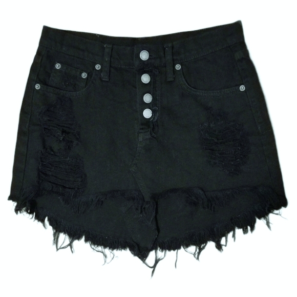 Carmar button fly Distressed Denim mini skirt 25 - Picture 1 of 15